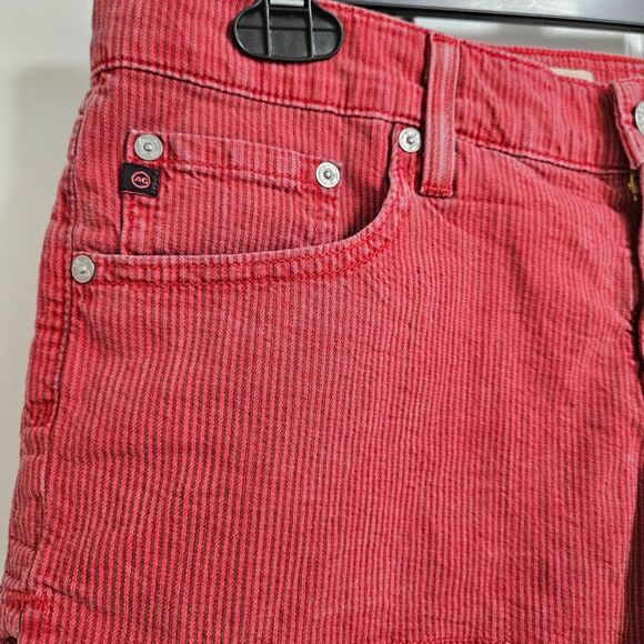 AG Adriano Goldschmied The Daisy Denim Shorts Women's 32 Red Stripe Frayed Hem - Picture 8 of 11